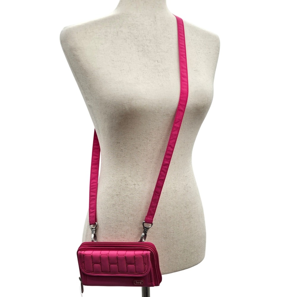 Lug Kickflip Convertible Wallet Crossbody Belt Bag Pink Quilted Nylon RFID NEW